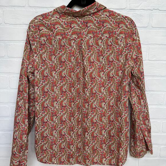 Talbots Women's Pink and Blue Paisley Print Cotton Button Down Top-sz 12 - Picture 2 of 6